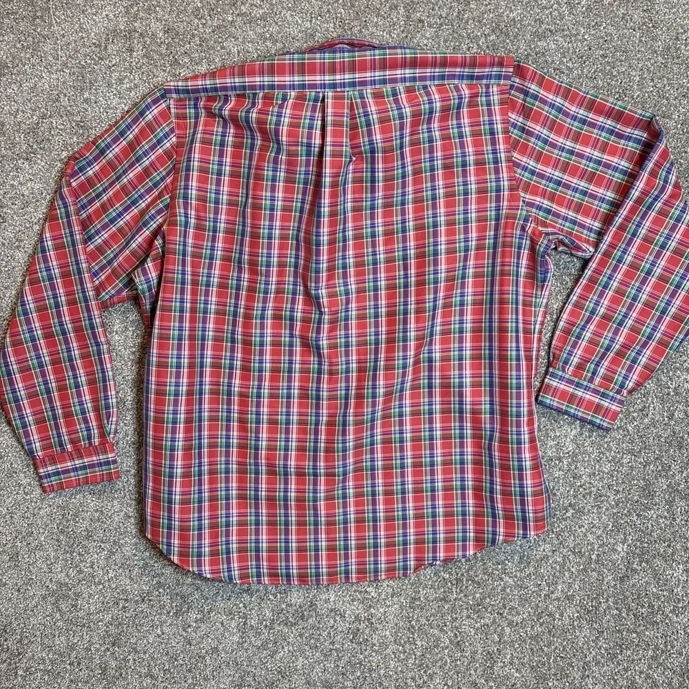 Polo Ralph Lauren Mens XL Classic Fit Performance Plaid Button Down Shirt Red